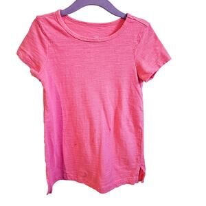 Primary Kids Size 4-5 100% Cotton Tee Shirt Solid Pink Casual Basic Everyday